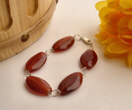 B0020 - BRACELET WITH NATURAL BROWN AVENTURINE OVAL (FREE SHIPPING)