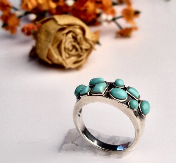 R0001 - RINGS WITH NATURAL BLUE TURQUOISE (FREE SHIPPING)
