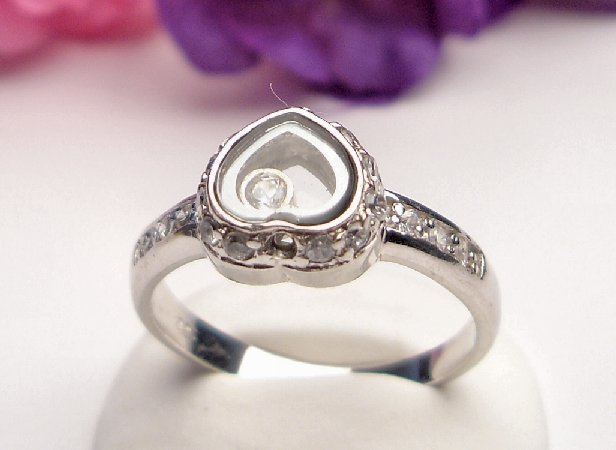 R0003 - RINGS WITH CZ CLEAR - FILIGREE DESIGNED HEART (FREE SHIPPING)