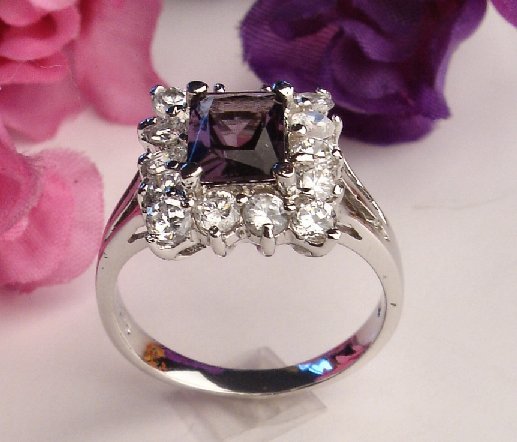 R0006 - RINGS WITH AMETHYST CZ CLEAR CZ (FREE SHIPPING)