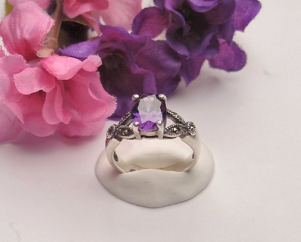 R0012 - RING WITH AMETHYST CZ (FREE SHIPPING)