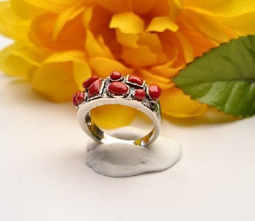 R0019 - RING WITH NATURAL RED CORAL (FREE SHIPPING)