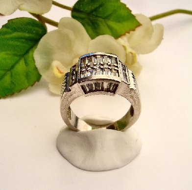 R0052 - RING MAN'S WITH CUBIC ZIRCONIA / BAGUETTES (FREE SHIPPING)