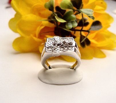 R0058 - RING MAN'S WITH CLEAR CUBIC ZIRCONIA (FREE SHIPPING)