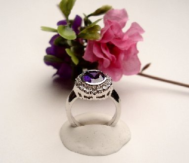 R0064 - RING WITH PURPLE AMETHYST CUBIC ZIRCONIA (FREE SHIPPING)