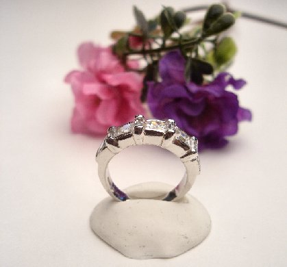 R0081 - RING WITH CLEAR CUBIC ZIRCONIA BAGUETTES (FREE SHIPPING)