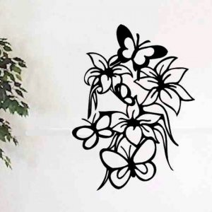 floral wall decal hibiscus flowers and butterflies vinyl wall decor