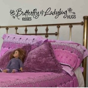 wall quote decal butterfly kisses and ladybug hugs childs bedroom