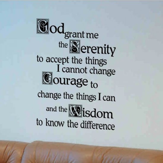 wall quote decal God grant me the Serenity to accept, living room wall decor