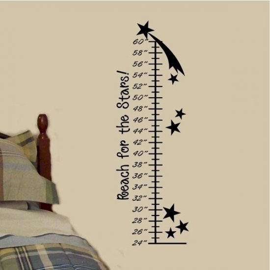 Kids Growth Chart wall decal with stars boy or girls bed room