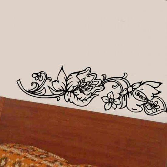 Flowers with leaves wall decal home bedroom or office wall decor