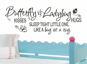 wall quote decal sticker butterfly kisses and ladybug hugs