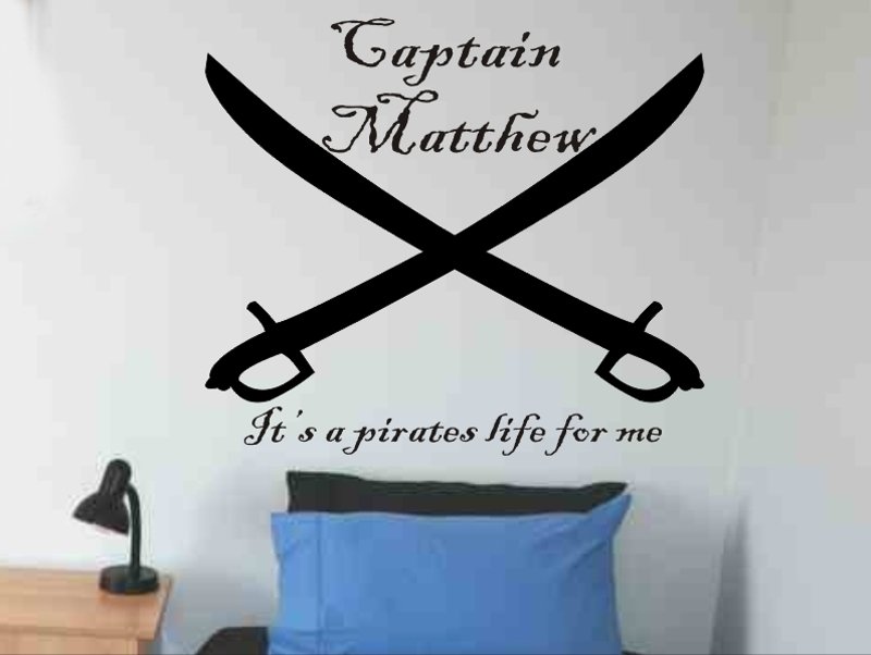 2 kids room wall sticker decal personalized pirate crossed swords