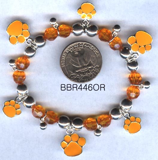 Orange Paw Print Bracelet