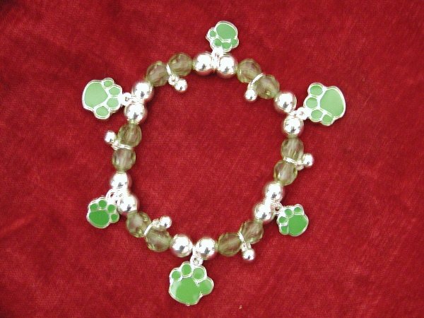 Green Paw Print Bracelet