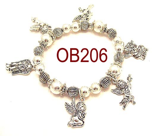 Wholesale Silver beaded Angel charm Bracelet
