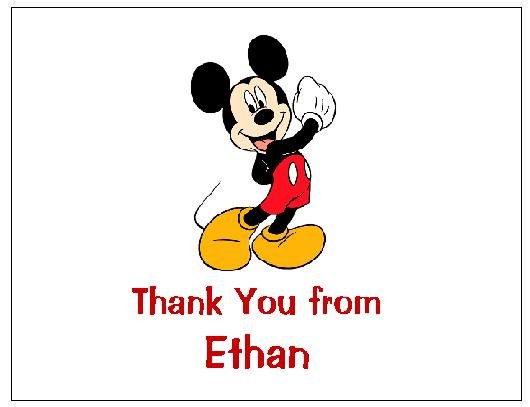 8 Personalized Mickey Mouse Thank You Cards / Note Cards