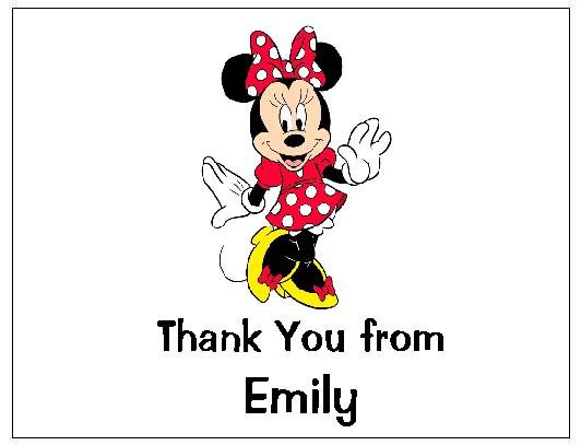 8 Personalized Minnie Mouse Thank You Cards / Note Cards