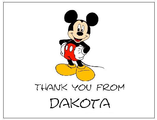 8 Personalized Mickey Mouse Thank You Cards / Note Cards