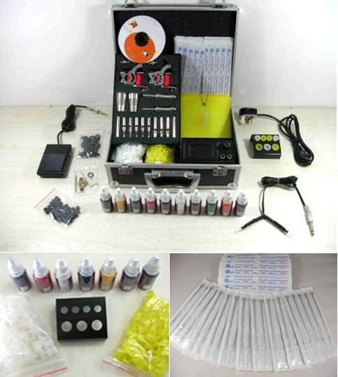 New Tattoo Kit:2 Gun Machines+ Ink+ power supply+ tubes