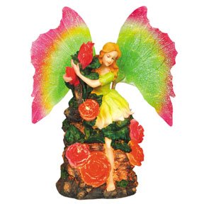 Fairy Statue With Red Roses And Moving Wings