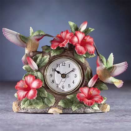 Porcelain Hummingbird On Clock NEW NIB
