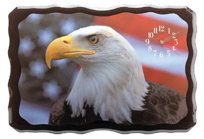Beautiful Eagle And American Flag Clock NEW NIB