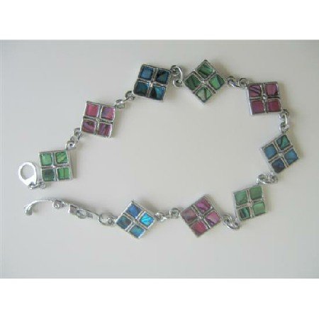 Abalone Shell Bracelet Embedded Abalone Beads In Sequare Box Bracelet