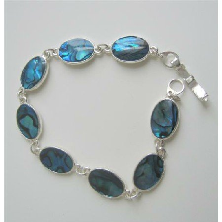 Oval Blue Abalaone Shell Bracelet
