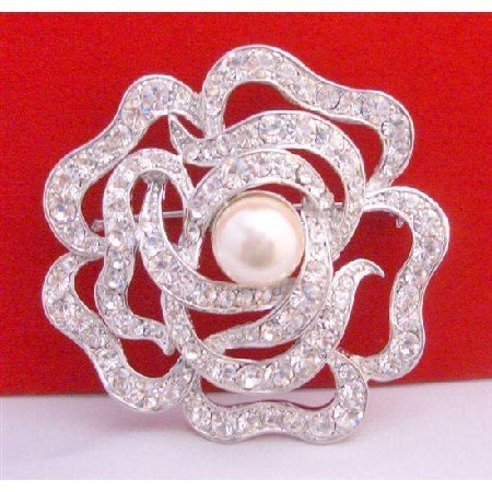 B265 Multi Round Rose Brooch Wedding Sparkling Brooch