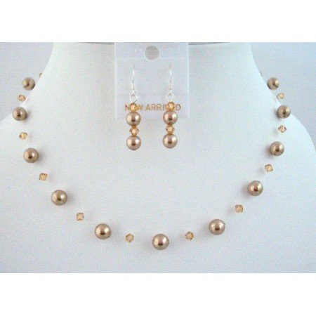 Customize Your Wedding Jewelry With Bronze Pearls Lite Colorado Swarovski Jewelry Set