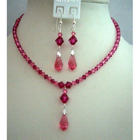 BRD338 Handcrafted Custom Bride Bridemaides Jewelry Genuine Swarovski Rose Pink