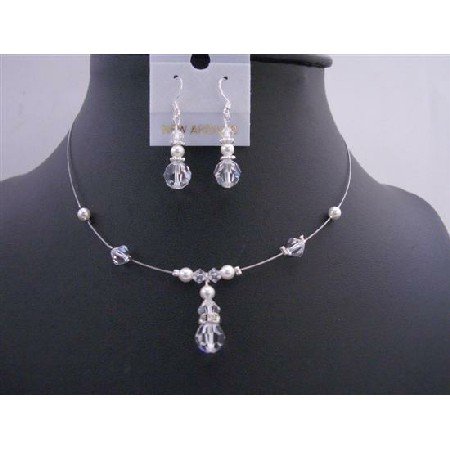 BRD671 Wedding Jewelry Custome Your Bridemaides Swarovski Clear Crystals White Pearls