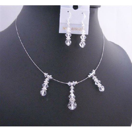 BRD676 Bridemaides Wedding Jewelry Necklace Set Handcrafted Your Jewelry w/ Swarovski Clear