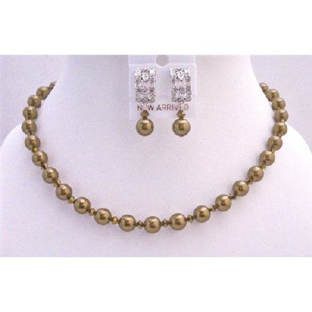 BRD725 Handcrafted Custom Brass Copper AB 2X Dorado Bride Jewelry Necklace Set