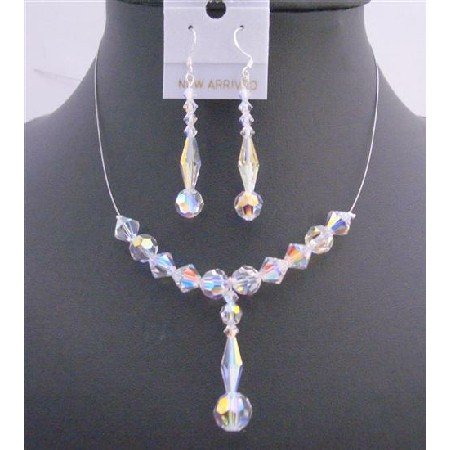 BRD710 Bridal Wedding AB Swarovski Crystals Drop Down Jewelry