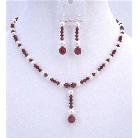 BRD737 Custom Bridal Jewelry Dark Siam Red Swarovski Crystals