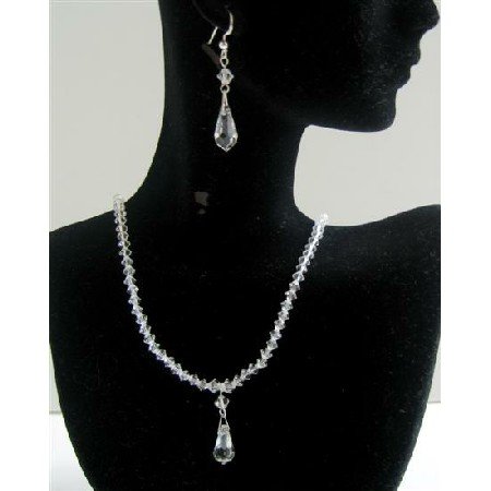 BRD600 Bridal Bridemaids Custom Jewelry Clear Crystals Jewelry Set