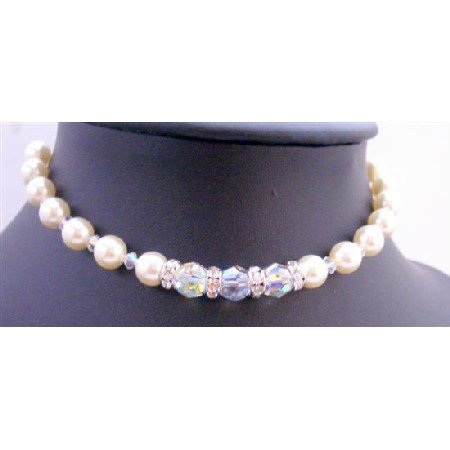TB658 AB Crystals Cream Pearls Bracelet Bridal Bridemaides Jewelry Bracelets w/ Simulated Diamond
