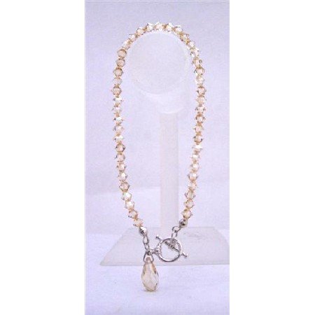 TB647 Swarovski AB Golden Shadow Bracelet w/ Briollette Bracelets