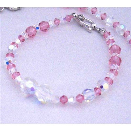 TB651 Swarovski AB Swarovski Crystals & Rose Crystals Handmade Bracelet
