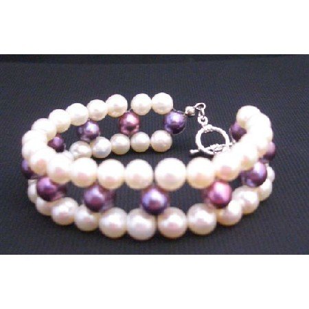 TB660 Superior Quality Freshwater Pearls Bracelet Tripple Strand Bracelet