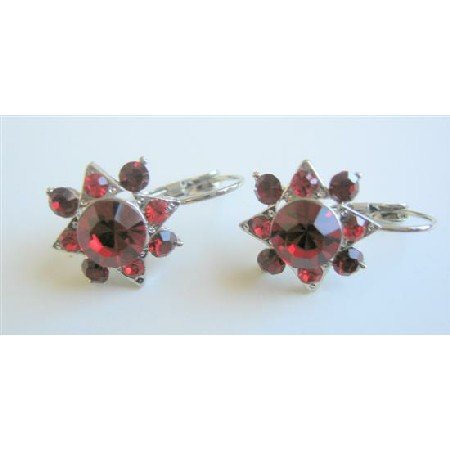 ERC462 Siam Red Crystals Earrings