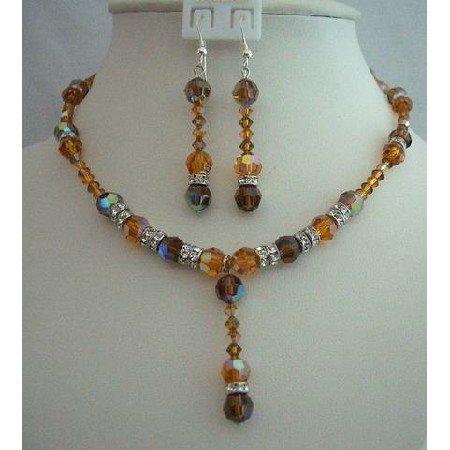 BRD300 Genuine Swarovsk Crystals Wedding Party Bridal Jewelry Bridemaids Handcrafted Necklace Set