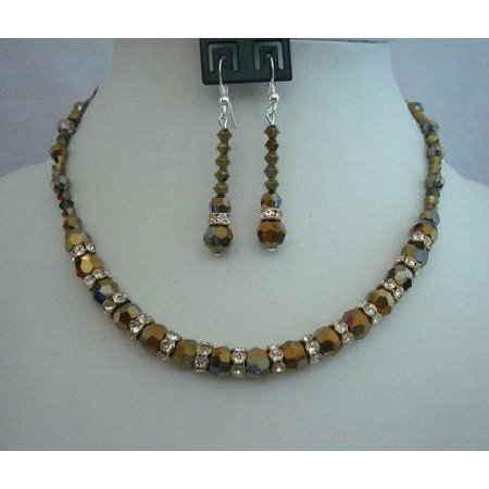 BRD316 Genuine Swarovsk Dorado Crystals Wedding Jewelry Handcrafted Necklace Set