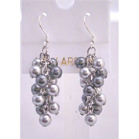 ERC450 Grey Pearls Earrings Lite & Dark Grey Pearls Earrings Swarovski Lite & Dark
