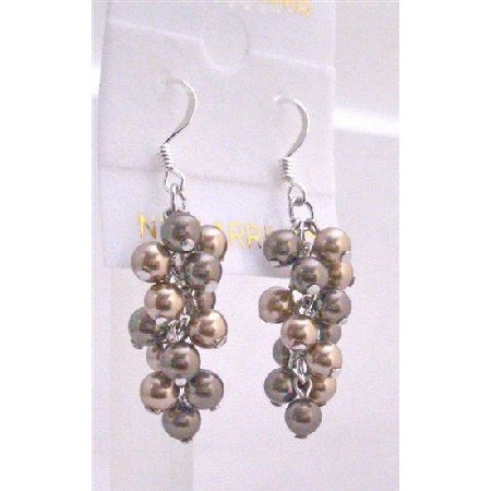 ERC449 Two Pearls Color Earrings Bronze & Brown Pearls Earrings Genuine Swarovski Pearls