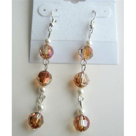 ERC353 Sexy Stunning Swarovski Copper Crystals Chandelier Dangling Earrings Copper Round