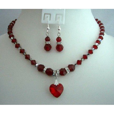 BRD303 Bridal Gifts & Favors Genuine Siam Red Crystals Handcrafted Custom Jewelry