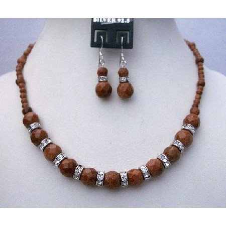 BRD352 Party Bridemaidemaids Wedding Handmade Jewelry Goldenstone Beads Necklace